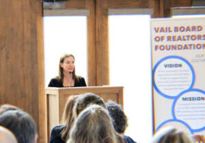 Cara Connolly speaks at a VBR membership meeting
